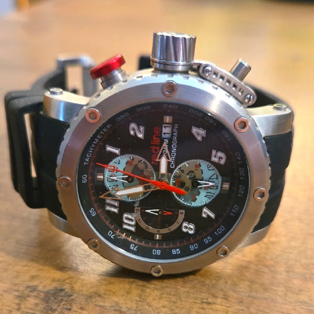 Redline Black and Silver Chronograph Watch